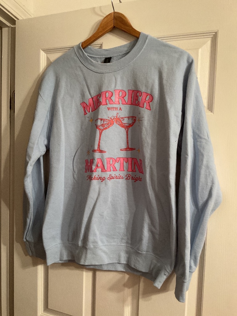 Christmas merrier with a martini graphic sweatshirt size medium